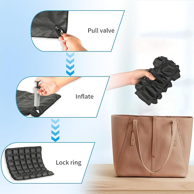2pcs Travel Seat Cushion, Airplane Seat Cushion for Long Flight, Airplane Gadgets Inflatable Seat Cushions, 3D Inflatable Airbag PortableCushion With Air Pump,Ergonomic for Wheelchair Office Chair