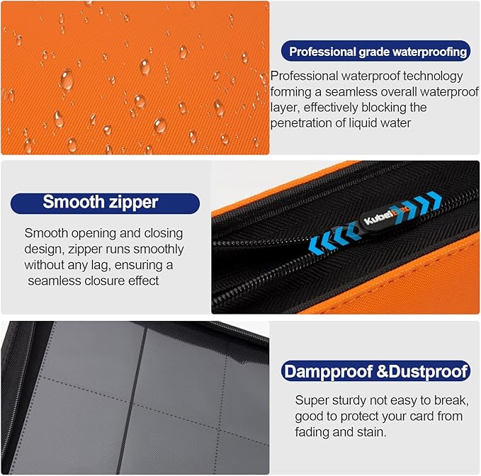 Card Binder – 720 Capacity, Zippered Trading Card Holder for MTG, Sports & Collectible Cards – Acid-Free, Durable & Travel-Friendly Storage (Orange dots, 12 Pocket)