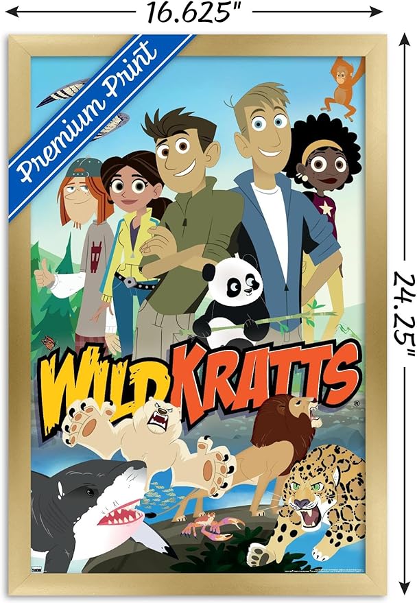 Wild Kratts - Group Wall Poster, 22.4L" x 14.7W", Gold Framed Version