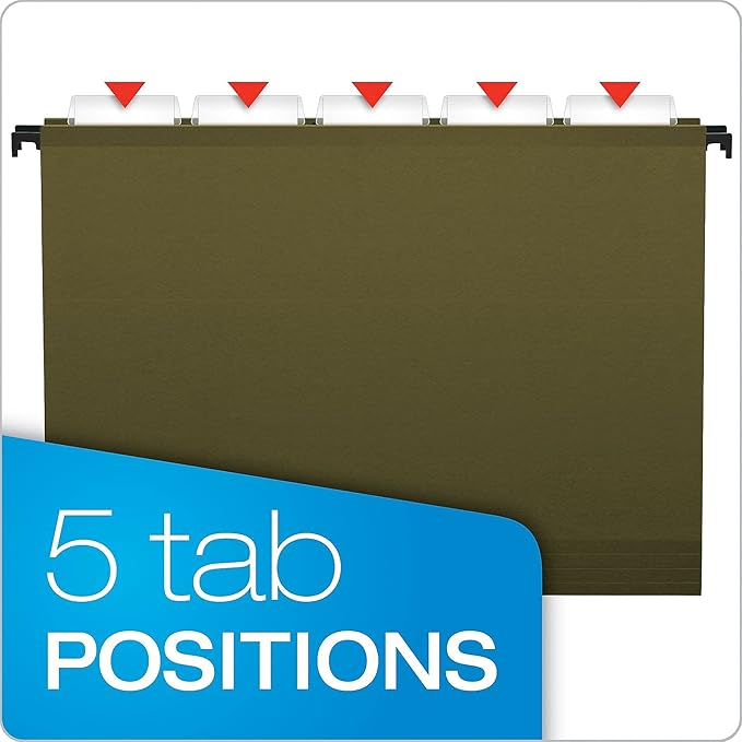 Pendaflex SureHook Reinforced Extra Capacity Hanging Pockets, Letter Size, Standard Green, 4/PK (09217)