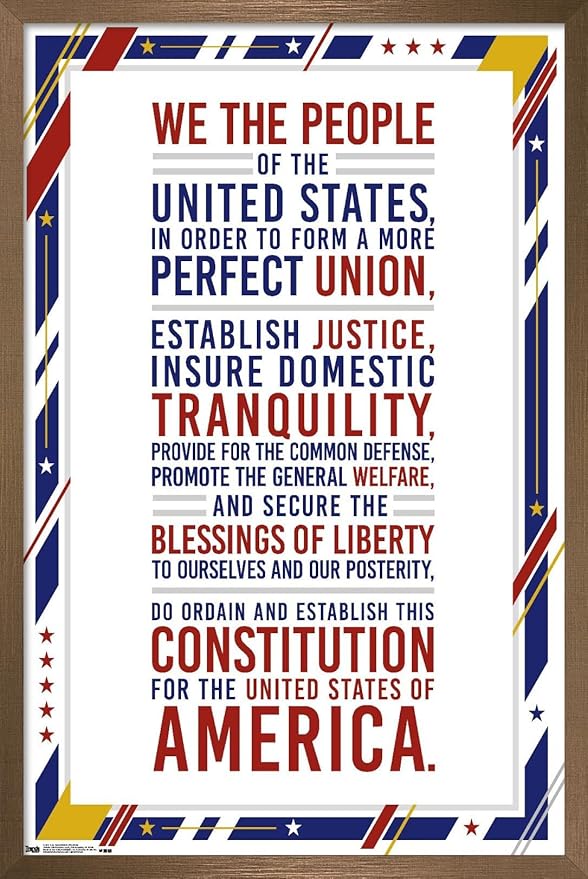 Trends International The United States Of America - Constitution Preamble Wall Poster, 22.375" x 34", Bronze Framed Version