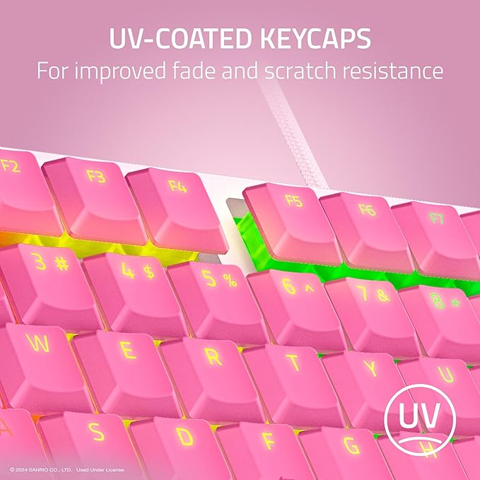 Razer Ornata V3 TKL Gaming Keyboard: Low-Profile Keys - Mecha-Membrane Switches - UV-Coated Keycaps - Backlit Media Keys - 8-Zone RGB Lighting - Magnetic Wrist Wrest - Hello Kitty & Friends Edition