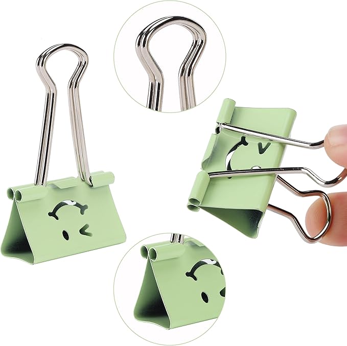 Mr. Pen- Cute Binder Clips, 80 pcs, Assorted Sizes, Smiley Binder Paper Clips, Bulk Paper Clamps for Office Supplies, Home, School, Business, Document Organizing