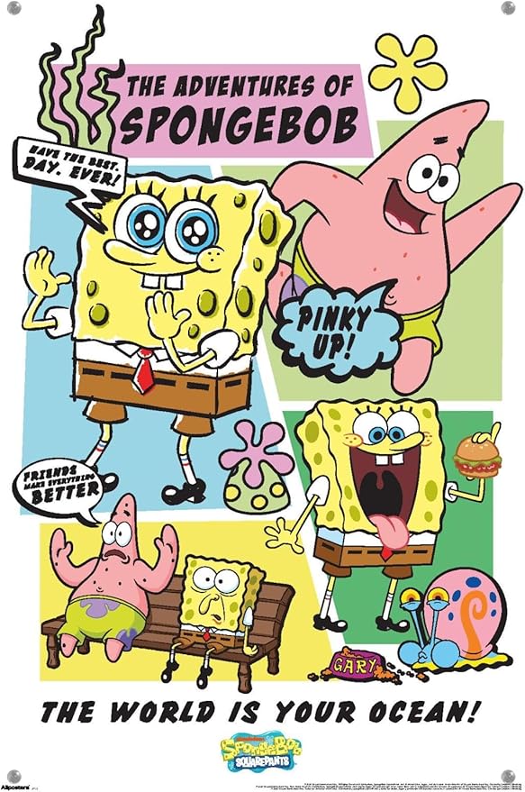 Nickelodeon SpongeBob SquarePants - Ocean Comic Wall Poster with Push Pins, 22.4L" x 14.7W", Premium Poster & Push Pin Bundle
