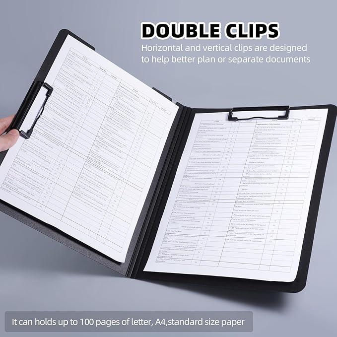 Clipboard Folder, 2 Pcs A4 Foldable Clipboard with Horizontal and Vertical Double Metal Clips, 360 Degree Foldable Binder Clipboards with Pen Holder, File Cover Work Folder Clipboards, Blue