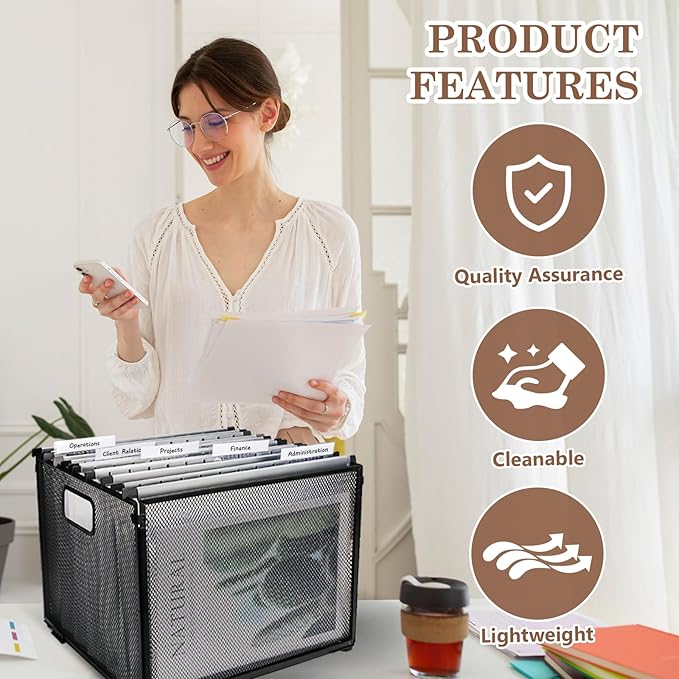 10 PCS 4 Inch Extra Capacity Hanging File Folder Plastic Letter Size Filing Cabinet Reinforced Hang Folders with Heavy Duty 4 Inch Expansion Black Insert Gasket 8.5” X 14” for Insertable Tabs