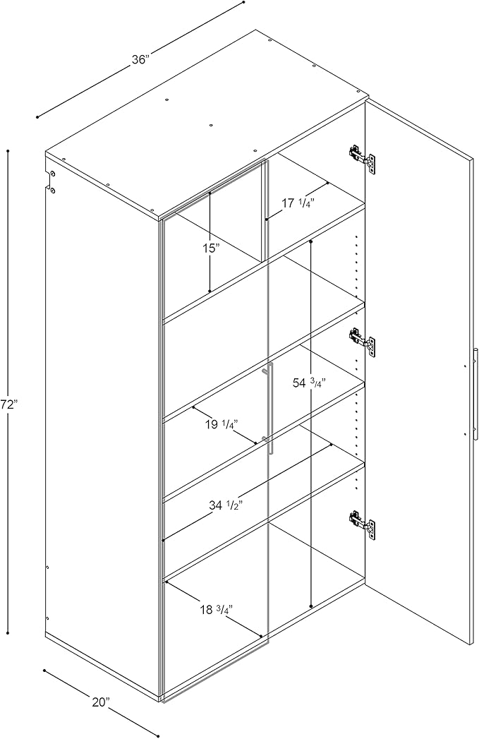 Prepac HangUps Large Storage Cabinet - Immaculate Black 36" Cabinet with Storage Shelves and Doors; Ideal for Bin and General Storage Solutions