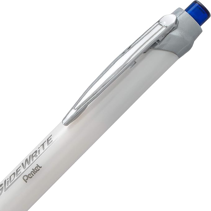 Pentel Glidewrite Signature Ballpoint Pen, (1.0mm) Medium, White Barrel, Blue Ink, Pack of 3 (BX930WBP3C)
