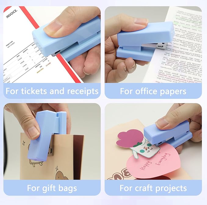 Blue Mini Stapler with Staples, Portable Office Supplies Set with Small Stapler, Staple Remover and 2,000 Staples, Cute Mini Stapler for Desk, School, Office & Home Desk Essentials