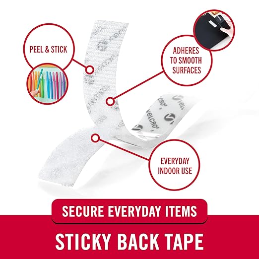 VELCRO Brand - Sticky Back Tape Bulk Roll | 50 ft x 3/4 in | White | Cut Hook and Loop Adhesive Strips to Length | Create Vertical Storage, Save Space, Keep Your Home, Office or Work Site Organized