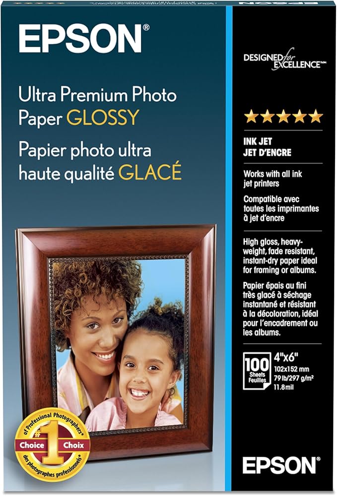 Epson Ultra Premium Photo Paper Glossy - S042174, 4" x 6" (100 sheets),White