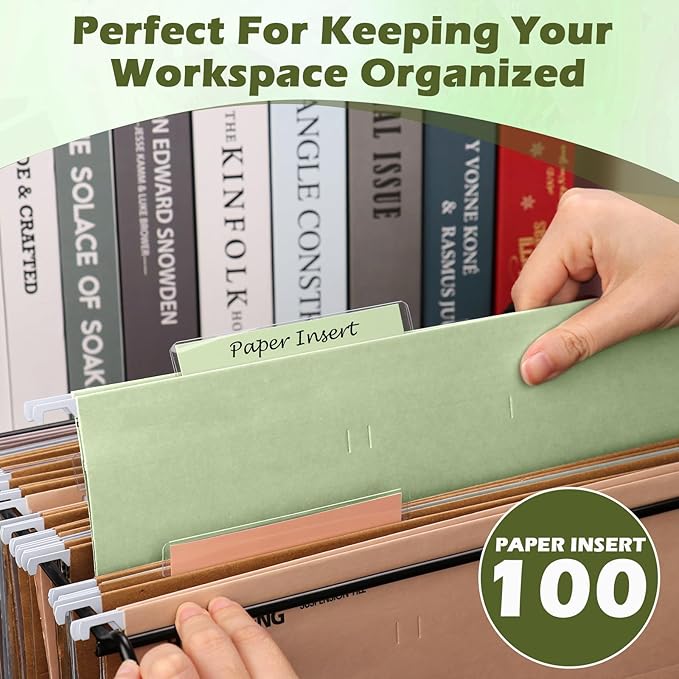 100 Pcs Hanging File Folder Tab Inserts 4 Inch Colored Blank File Tab Hanging File Folders Labels Paper Inserts Thick 300Gsm Cardstock for 4 Inch Hanging Folder Tab