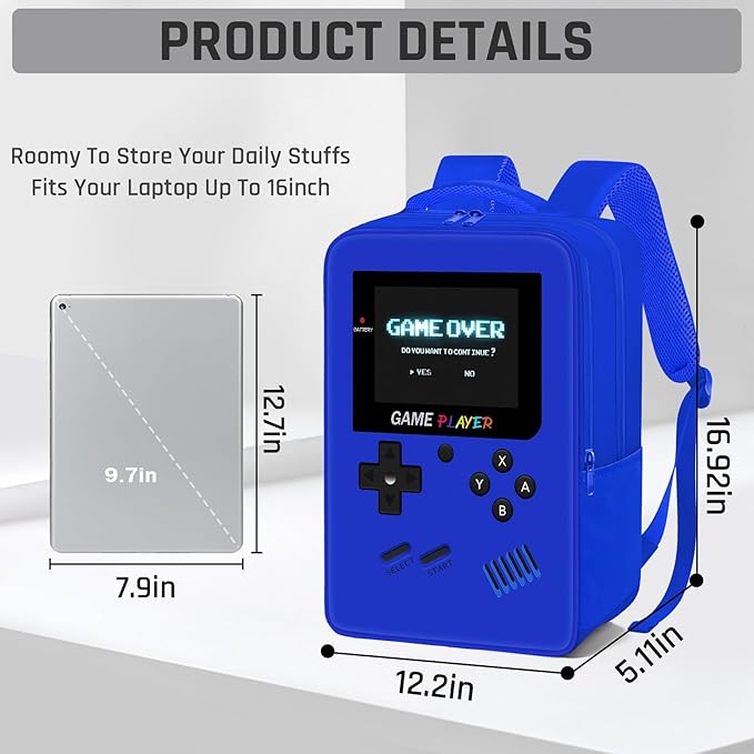 Gamer Backpack for Boys,School Boys Backpack for Kids Children Teens Elementary Middle High School,17" Large Capacity Student Bookbag & Multifunctional Video Game Travel Bag