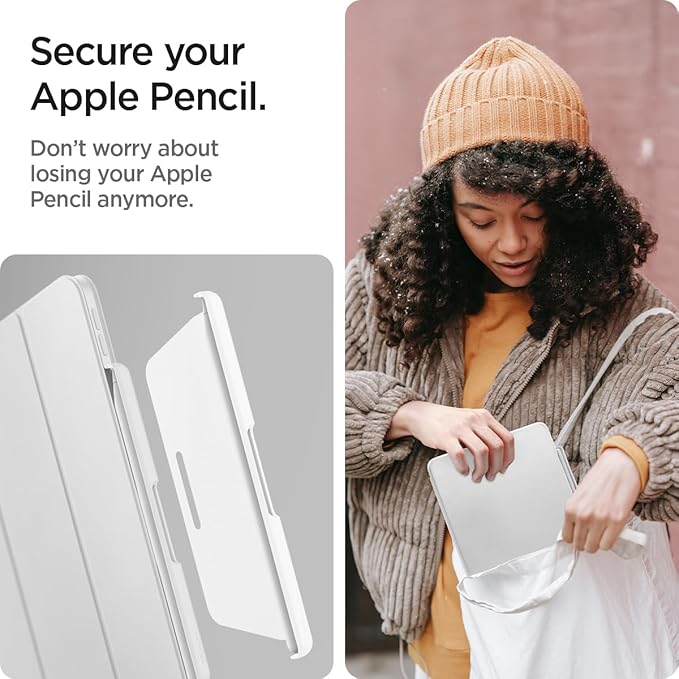 Spigen for Apple Pencil Pro Holder, 2nd Gen, Lenovo Yoga Pen, Galaxy S Pen, Compatible with Magic Keyboard, Smart Keyboard, Smart Folio, Remarkable 2 and Other Magnetic iPad Cases, White