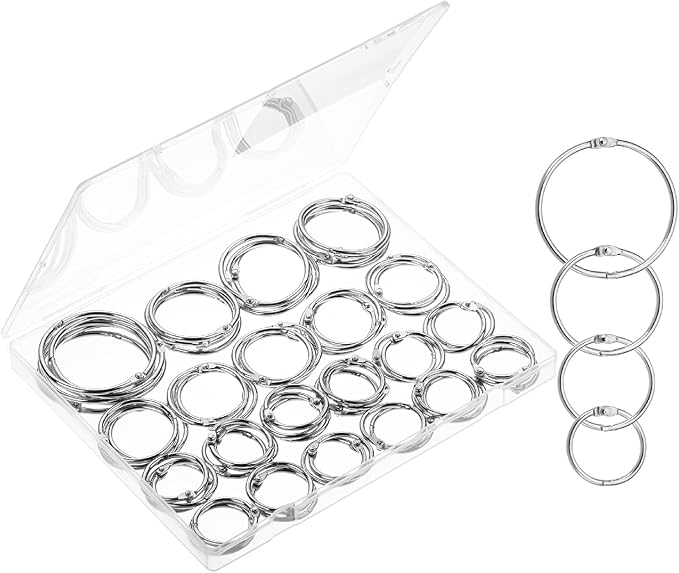 Mr. Pen Loose Leaf Binder Rings - 60 Pack, 4 Sizes, Silver Metal Rings for Index & Flash Cards
