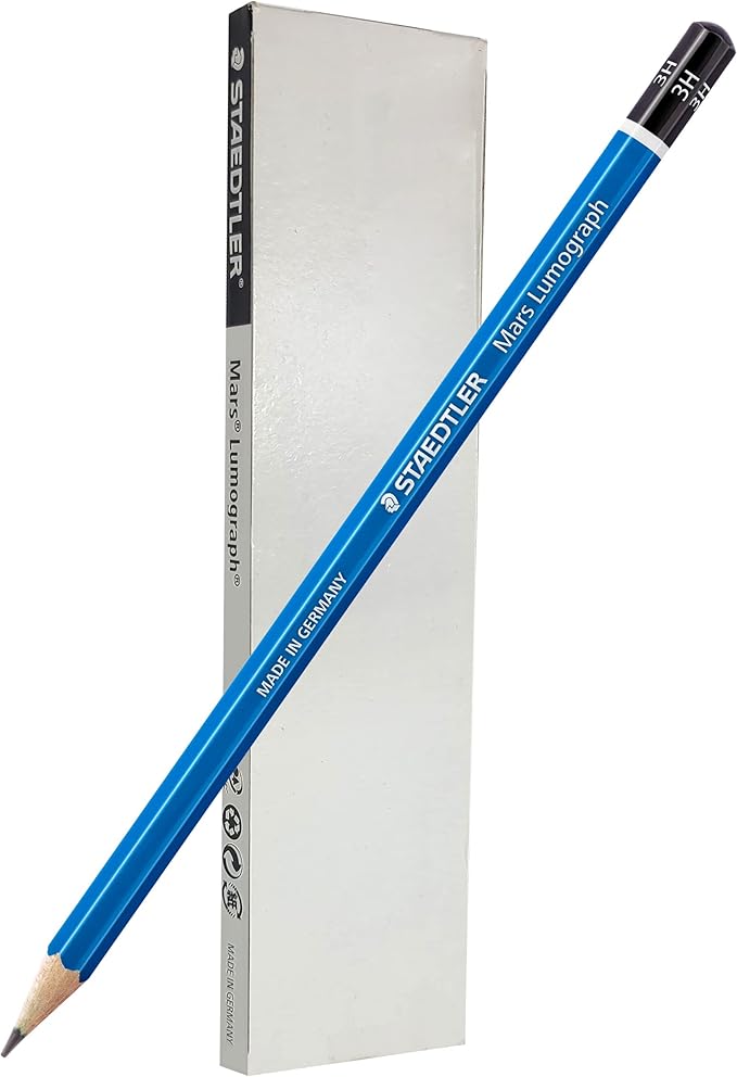 STAEDTLER Mars Lumograph 3H Graphite Art Drawing Pencil, 6 Pencils