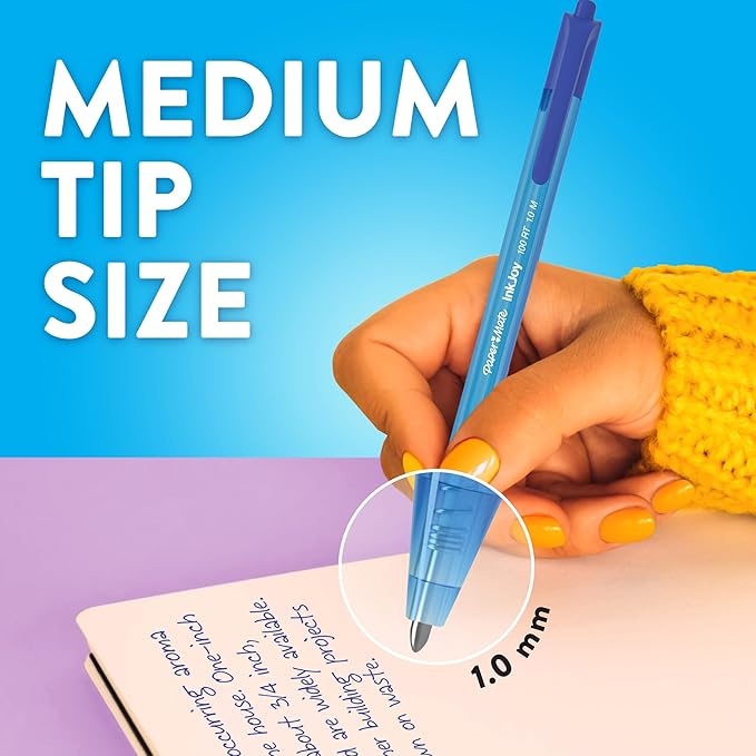 Paper Mate InkJoy 100RT Ballpoint Pens,Medium Point (1.0mm),Black & Blue Ink,- Bulk Pack for School,Home,Office,College,Note-Taking,72 Count (Pack of 2)