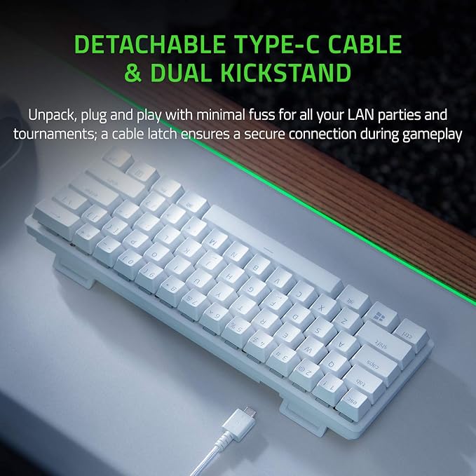 Razer Huntsman Mini 60% Gaming Keyboard: Linear Optical Switches - Rapid Trigger Mode - Chroma RGB Lighting - PBT Keycaps - Onboard Memory - Snap Tap - White