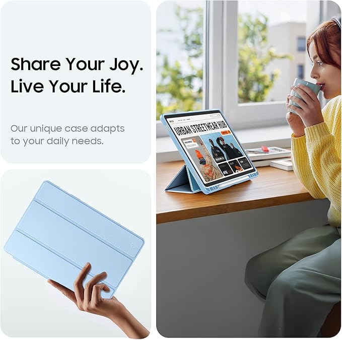Fintie Hybrid Slim Case for Samsung Galaxy Tab S10 Lite/ S10 FE/ S9 FE 10.9 Inch/Tab S9 11 Inch with S Pen Holder, Shockproof Cover with Clear Transparent Back Shell, Auto Wake/Sleep, Blue