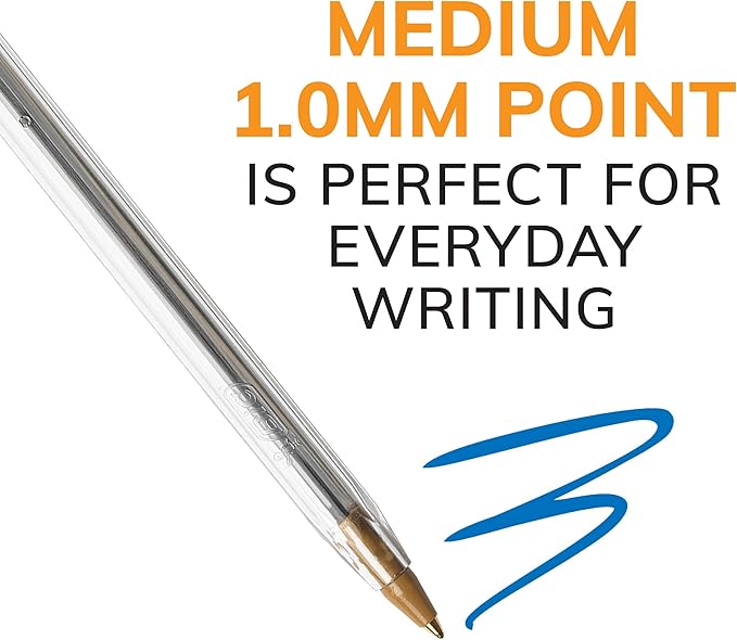 BIC Cristal Xtra Smooth Blue Ballpoint Pens, Medium Point (1.0mm), 12-Count Pack, Extra Smooth and Reliable Ballpoint Pens (Pack of 2)