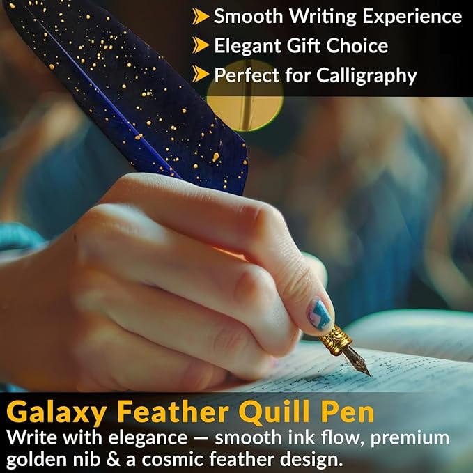 CASA BRAVA Vintage Calligraphy Set with Pen Nibs, Quill Feather Pen and Ink Set, Calligraphy Kit with Dip Pen Nibs and Wax Seal Stamp Kit, Ornate Holders, Gift Box