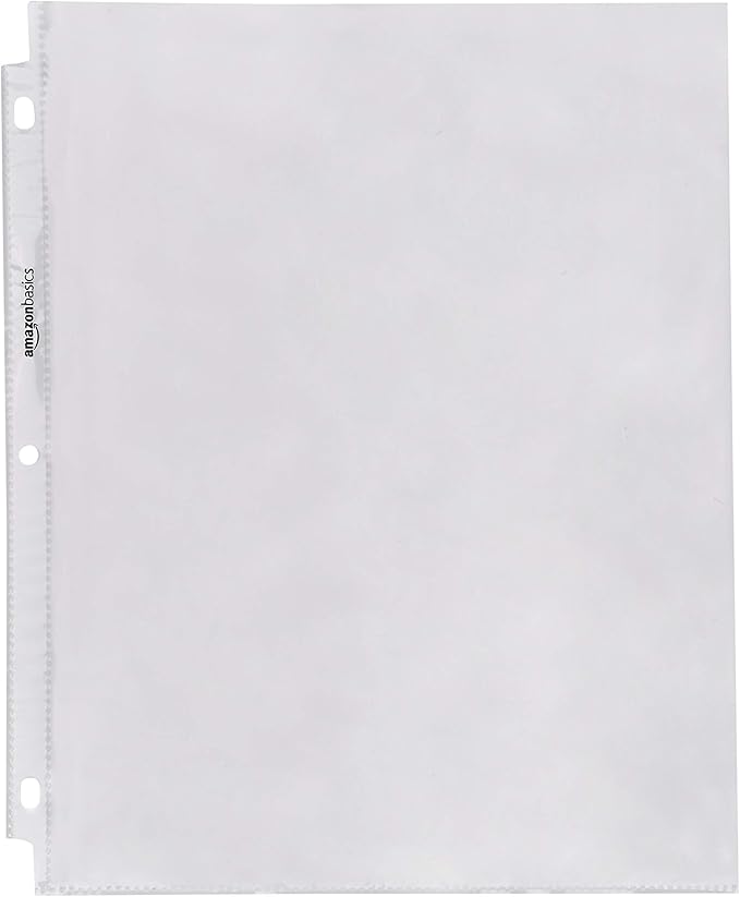 Amazon Basics Sheet Protectors for 3 Ring Binder, Top Loading, Clear Plastic Sleeves, Letter Size, 2000-Pack