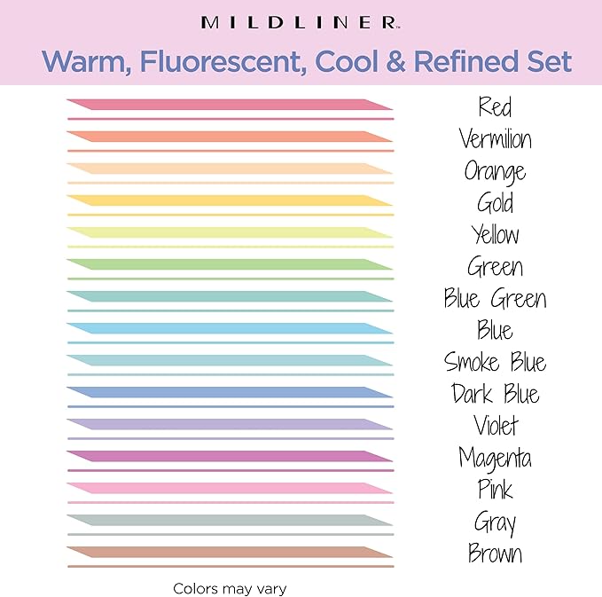 Zebra Pen Mildliner Dual-Tip Highlighter Marker Set, Broad and Fine Point Tips, No Bleed, Ideal for Bible Highlighting, Journaling, School and Office Supplies, Assorted Ink Colors, 25-Pack (78525)