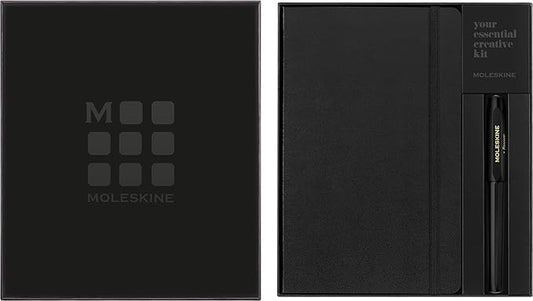 Moleskine Classic Notebook and Kaweco Roller Pen Bundle, Large, Ruled, Black, Hard Cover (5 x 8.25)