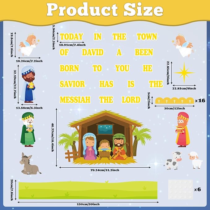 Christmas Nativity Religious Bulletin Board Christian Classroom Decoration Religiou Nativity Scene Cutout Jesus Birth Bulletin Board Church Sunday School VBS Cutouts for Home School Party Supplies