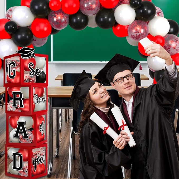 2026 Graduation Decorations, Red And Black Graduation Decorations 2026 Arch Kit Boxes With Letters 2026 Grad for Middle School High School College ect.
