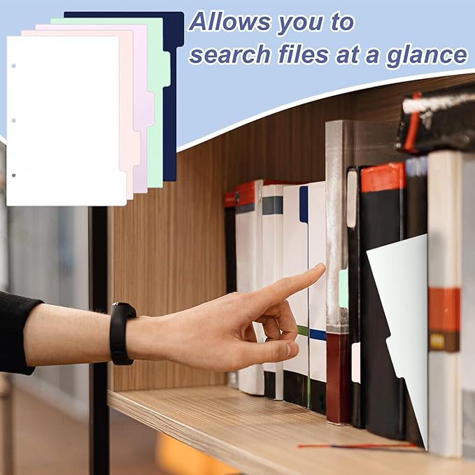 (5.5 x 8.5 inch) 5 Tab 3 Hole Punch Dividers with Tabs Durable Mini Dividers Discbound Notebook-Junior Size 5 Color for Office Meeting