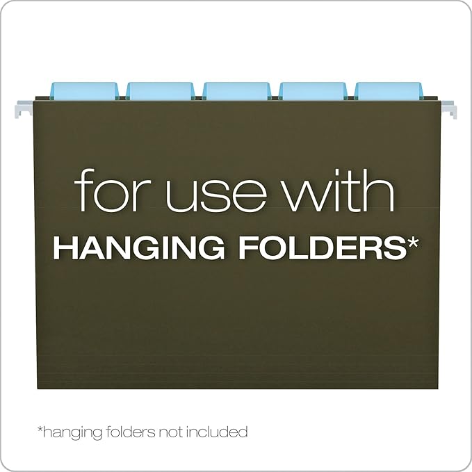 Pendaflex Hanging Folder Tabs, 2", Clear Blue, 25 Tabs and Inserts per Pack (42 BLU)