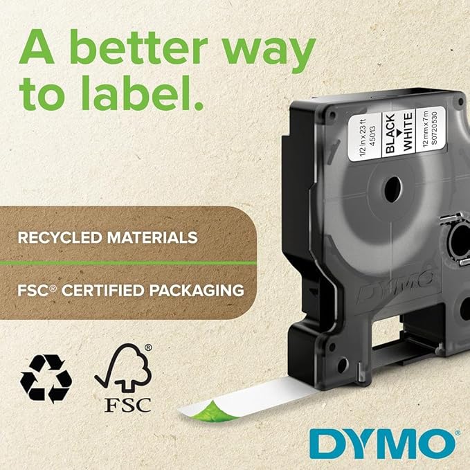 DYMO Rhino Industrial Permanent Polyester Labels 19 mm x 5.5 m Black Print on Clear Self-Adhesive for LabelManager & Rhino Label Makers