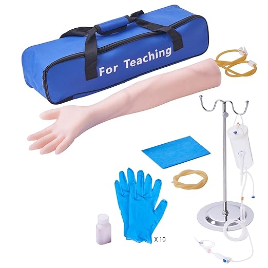 VEVOR Phlebotomy Practice Kit, IV Venipuncture Intravenous Training Kit, High Simulation IV Practice Arm Kit with Carrying Bag, Practice and Perfect IV Skills, for Students Nurses and Professionals