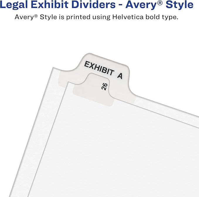 Avery Legal Exhibit Binder Dividers, 25 Blank Side Tabs, Unpunched Letter Size, 1 Set Collated, 4 Packs (11912)
