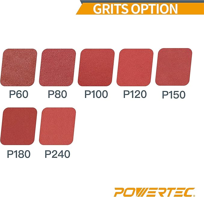 POWERTEC 4R13506-50, 60 Grit for Festool RTS 400/ LS 130, 80mm x 130mm A/O Hook and Loop Sander Pad, 50PK