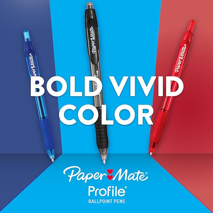 Paper Mate Ballpoint Pen Profile Retractable Pen Medium Point (1.0mm) Black 12 Count