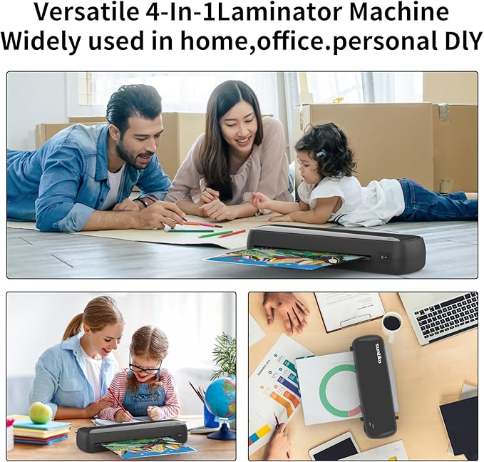 A4 Thermal Laminator Machine, 9.3-Inch Inlet, 3-10 Mil Thickness, Fast Warm-Up, Jam-Free Design, for Home Office School, Black