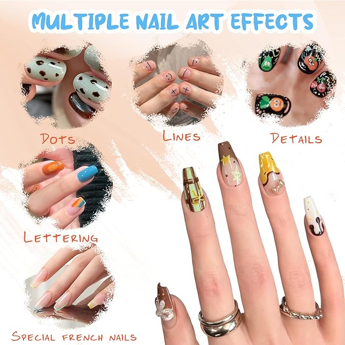 12 Color Nail Art Pens for Painting Nails, 0.7 MM Nail Polish Pens Drawing Point Liner Acrylic Painted Pen Kit, Waterproof Quick-drying for DIY Design Manicure Tools Christmas Gifts