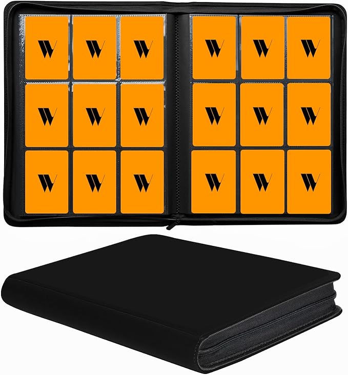 Premium 9-Pocket Zippered Trading Card Binder, 540 Pockets Double-Sided Side-Loading Card Organizer Album, PU Leather Card Holder Protector for MTG, TCG, Sports Cards (Black)