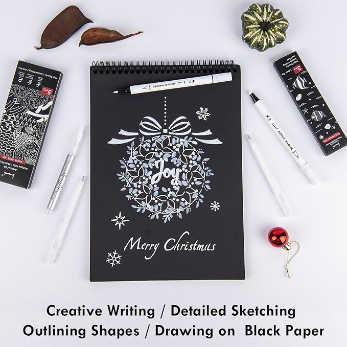 White Gel Pen Set, 1mm Gel Ink Pens Opaque White Archival Ink Pens for Black Paper Drawing, Sketching, Illustration, Card Making, Bullet Journaling,3 Pack