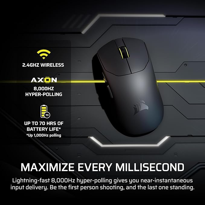 Corsair Sabre v2 PRO Ultralight FPS Wireless Gaming Mouse – 33,000 DPI, 36g Weight, 8,000Hz Hyper-Polling, Mechanical Switches, Up to 70-Hour Wireless Battery Life, Web Hub – White