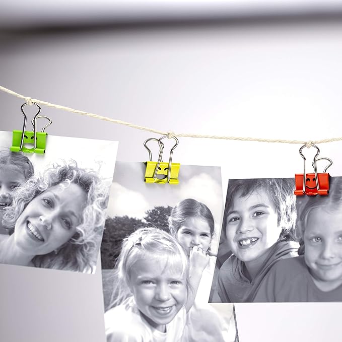 Officemate Happy Smiling Face Binder Clips, Small Size, 42 in Pack, Comes in Assorted Colors (31090)