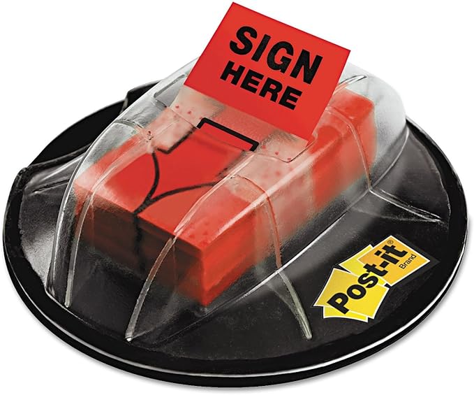 Post-it 680HVSH Page Flags in Dispenser,"Sign Here", Yellow, 200 Flags/Dispenser