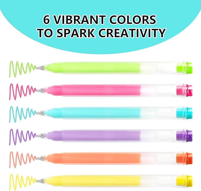 Smilo 3D Acrylic Gel Pens, 6 Color Opaque Paint Pens for Black Paper Rock Fabric Glass, No-Smear Quick-Dry Ink, 1.0 mm Fine Tip for Raised Lines & DIY Crafts, Journaling, Card Making