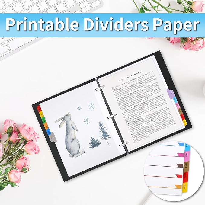 Monthly Binder Dividers for 3 Ring Binder, COIDEA Jan-Dec Dividers for 3 Ring Binder, 12 Tabs Multicolor Month Binder Dividers with Customizable Table of Contents Page for School Office Organizing