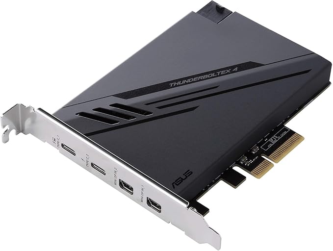 ASUS ThunderboltEX 4 with Intel® Thunderbolt™ 4 JHL 8540 Controller, 2 USB Type-C Ports, up to 40Gb/s bi-Directional Bandwidth, DisplayPort 1.4 Support, up to 100W Quick Charge, Black