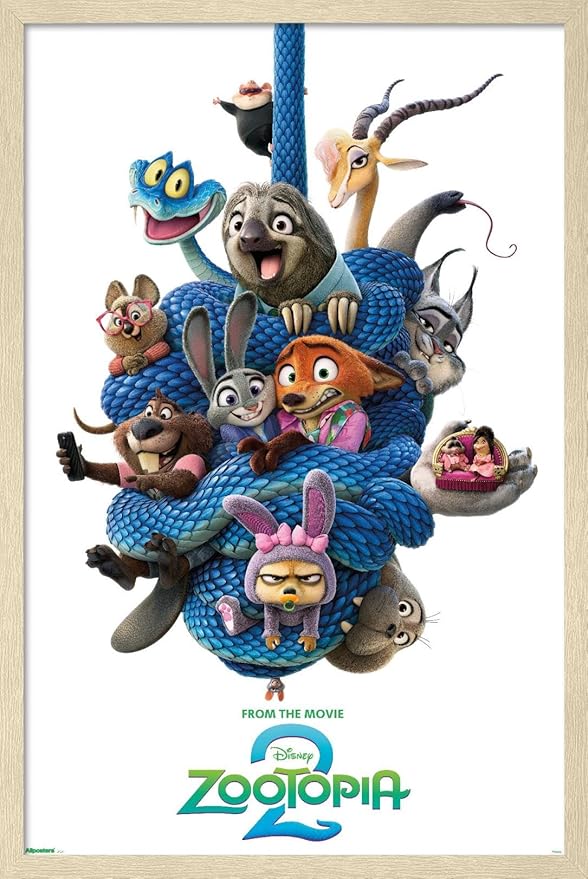 Disney Zootopia 2 (2025) - Group One Sheet Wall Poster, 22.4L" x 14.7W", Blonde Framed Version