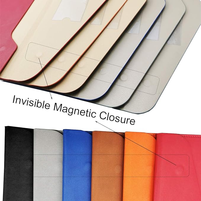 Enyuwlcm PU Leather A4 File Folder Document Holder Waterproof Portfolio Envelope Folder Case with Invisible Magnetic Closure Black