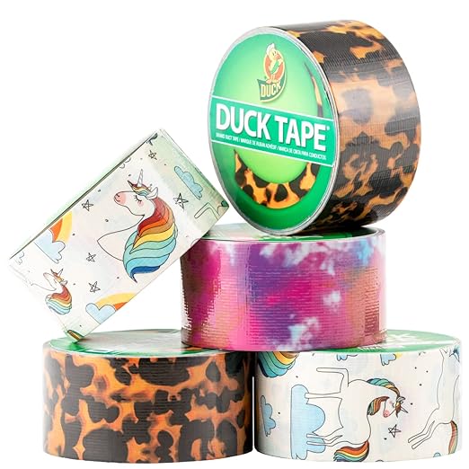 Duck Tape Pattern Colours Whimsical Unicorns. Arts & Crafts, DIY, Crafts, Gift Wrapping, Decorative, Scrapbook, Scrapbooking, Bullet Journal, Planner, Party, Festivals, Decoration - 48mm x 9.1m